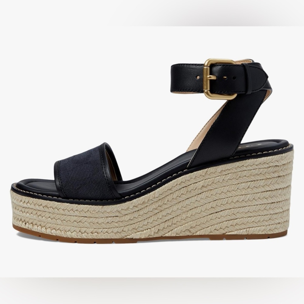 NIB Black Coach Womens Katherine Signature Canvas Espadrille Loafer - Picture 2 of 5